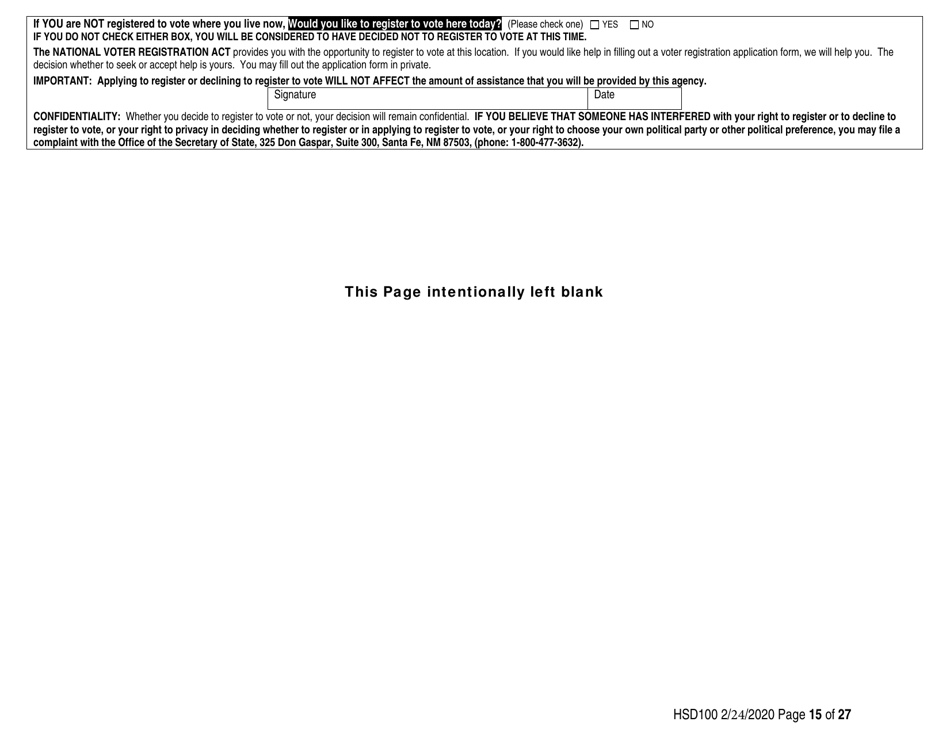 Form HSD100 Application for Assistance - New Mexico, Page 15
