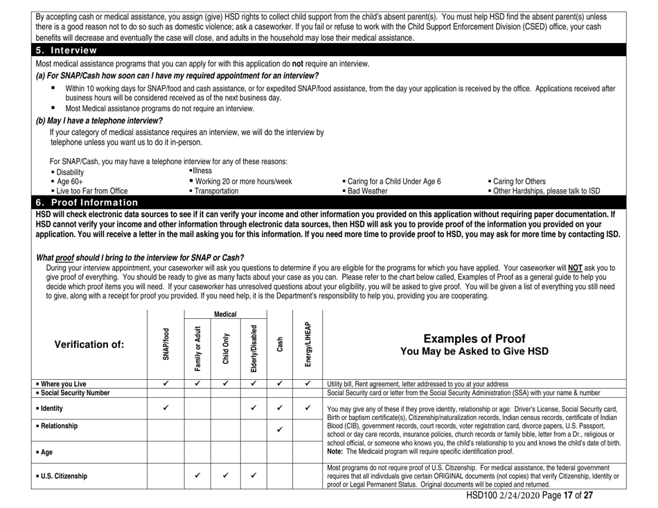 Form HSD100 Application for Assistance - New Mexico, Page 17