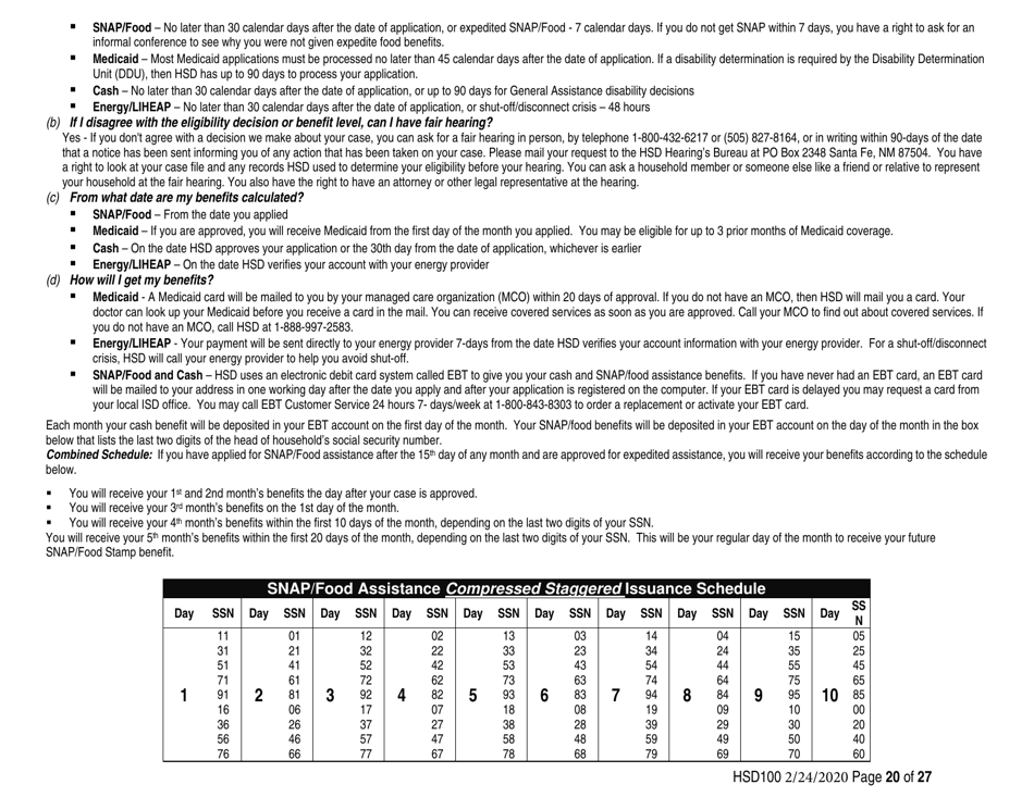 Form HSD100 Application for Assistance - New Mexico, Page 20