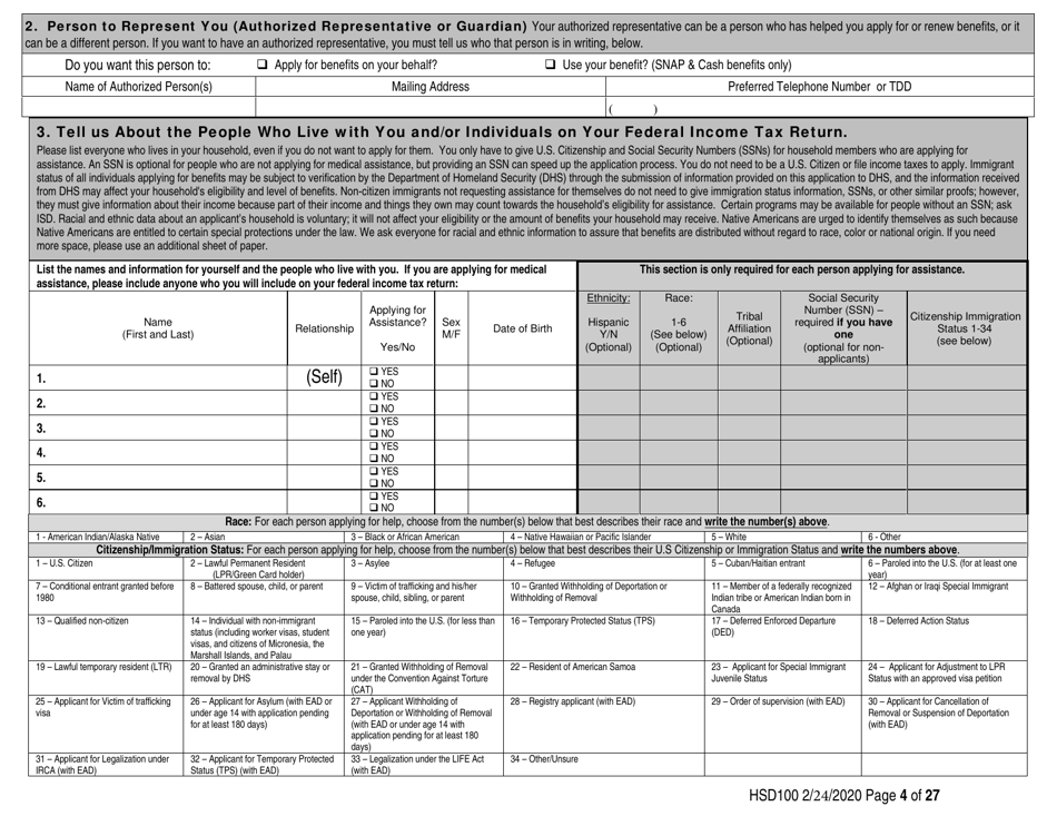 Form HSD100 Application for Assistance - New Mexico, Page 4