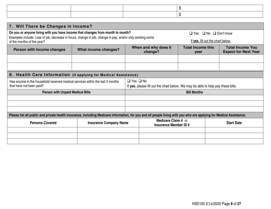 Form HSD100 Application for Assistance - New Mexico, Page 8
