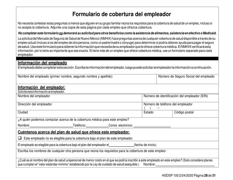 Formulario HSDSP100 Solicitud De Asistencia - New Mexico (Spanish), Page 28