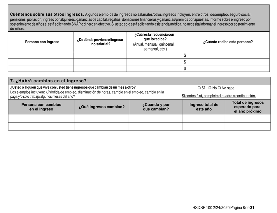 Formulario HSDSP100 Solicitud De Asistencia - New Mexico (Spanish), Page 8