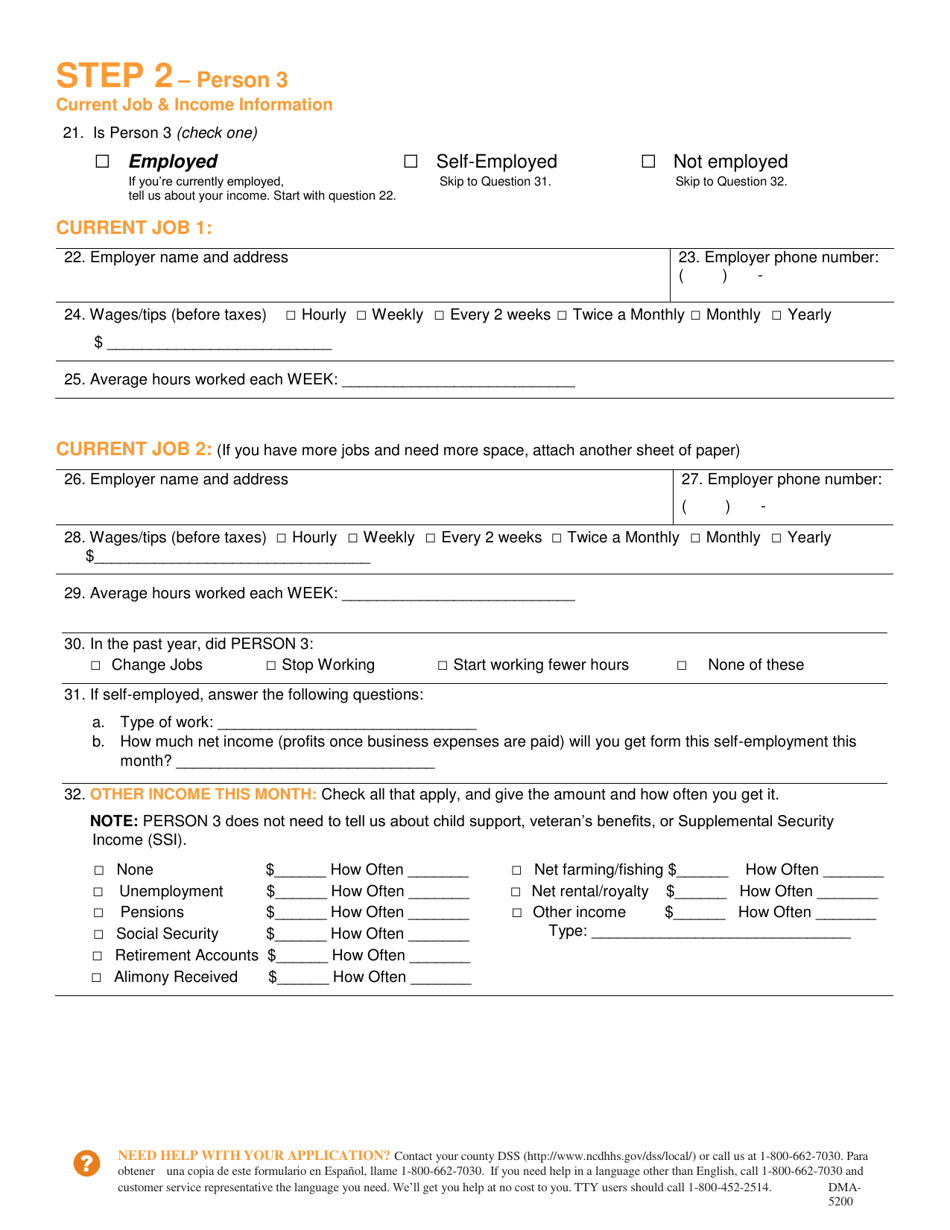 Form DMA-5200 Application for Health Coverage  Help Paying Costs - North Carolina, Page 13