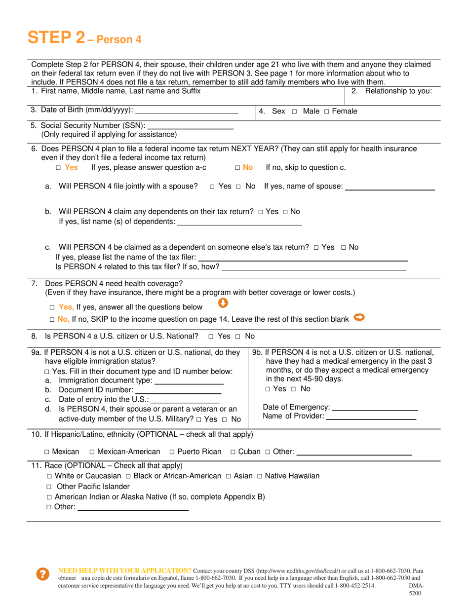 Form DMA-5200 Application for Health Coverage  Help Paying Costs - North Carolina, Page 15