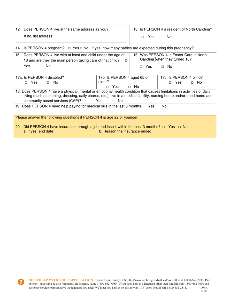 Form DMA-5200 Application for Health Coverage  Help Paying Costs - North Carolina, Page 16