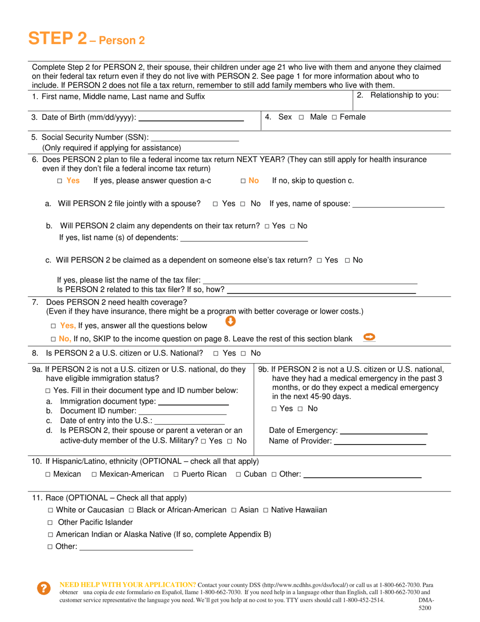 Form DMA-5200 Application for Health Coverage  Help Paying Costs - North Carolina, Page 7