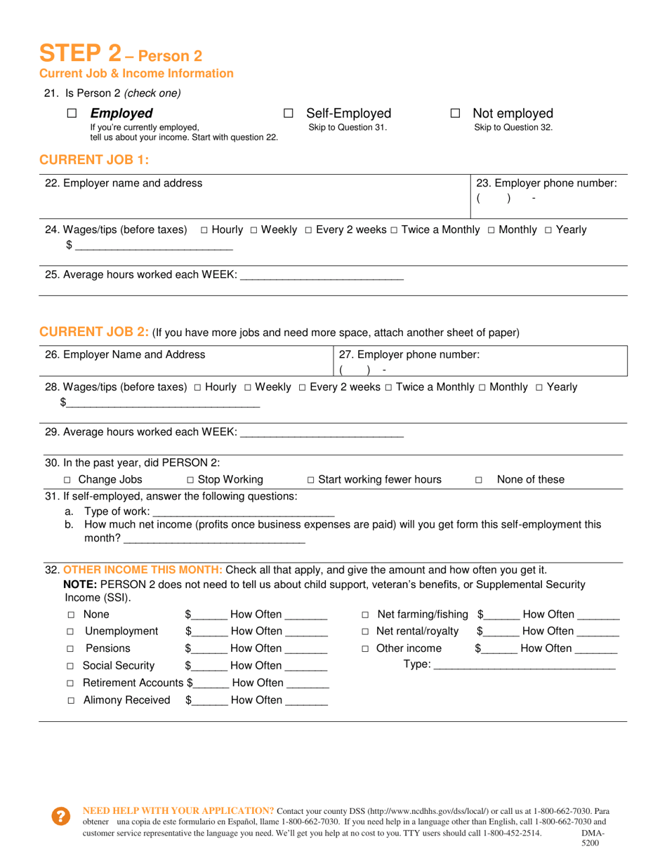 Form DMA-5200 Application for Health Coverage  Help Paying Costs - North Carolina, Page 9