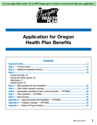 Form OHP7210 Application for Oregon Health Plan Benefits - Oregon