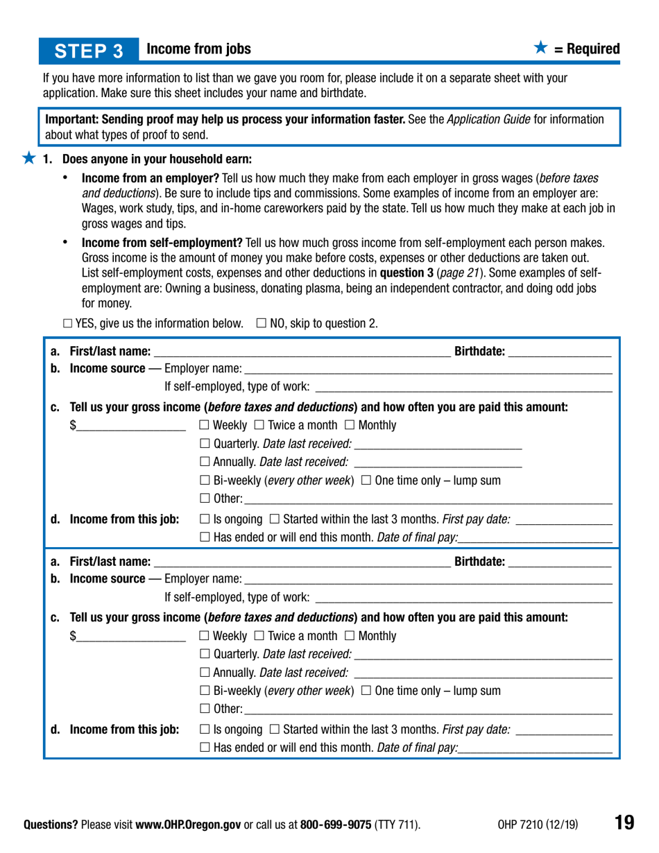 Form OHP7210 - Fill Out, Sign Online and Download Printable PDF, Oregon ...