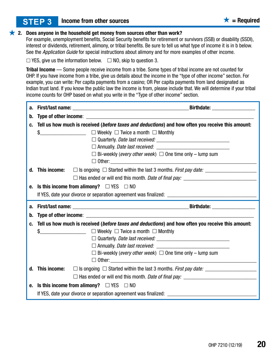 Form OHP7210 Download Printable PDF Or Fill Online Application For ...