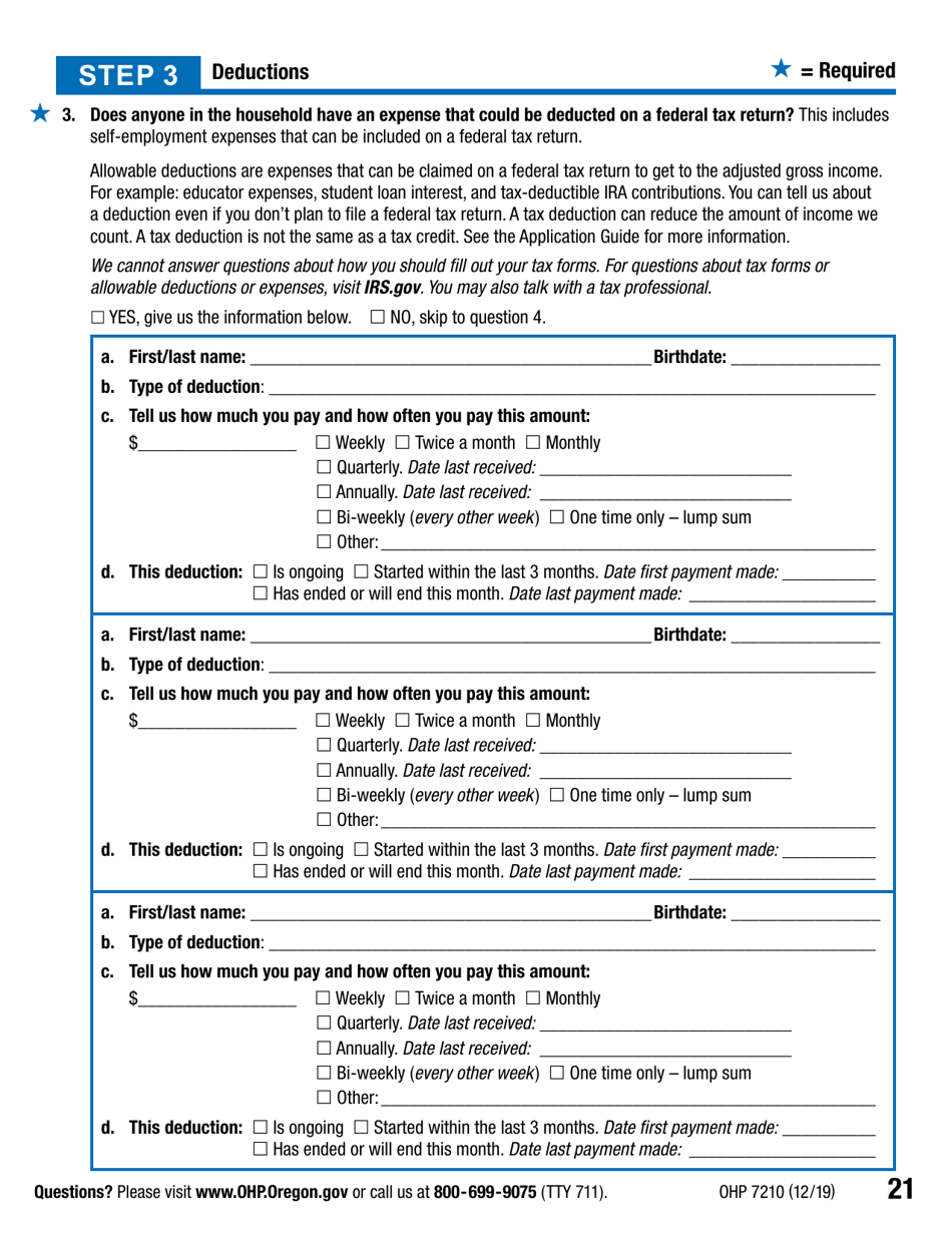 Form OHP7210 Download Printable PDF or Fill Online Application for ...