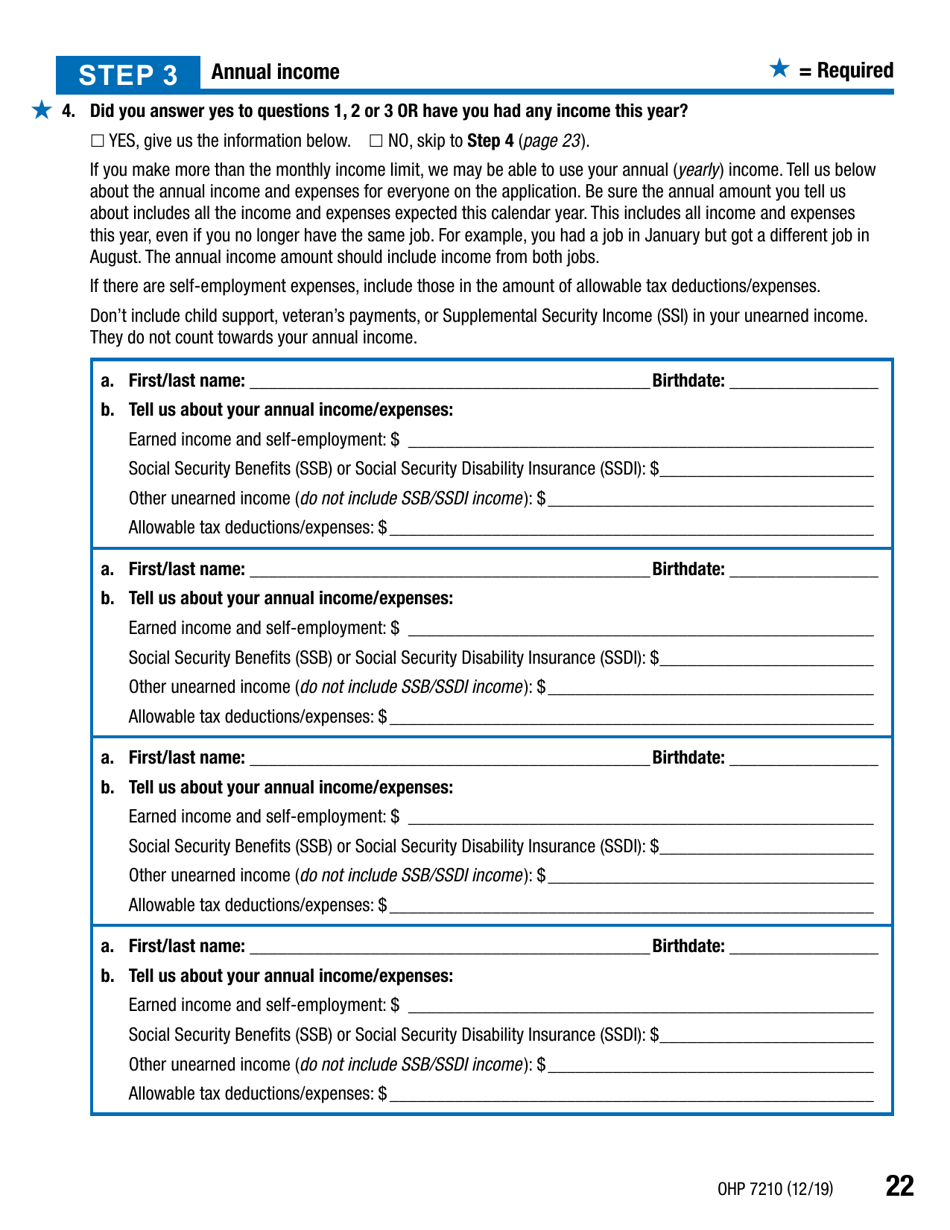 Form OHP7210 Application for Oregon Health Plan Benefits - Oregon, Page 22