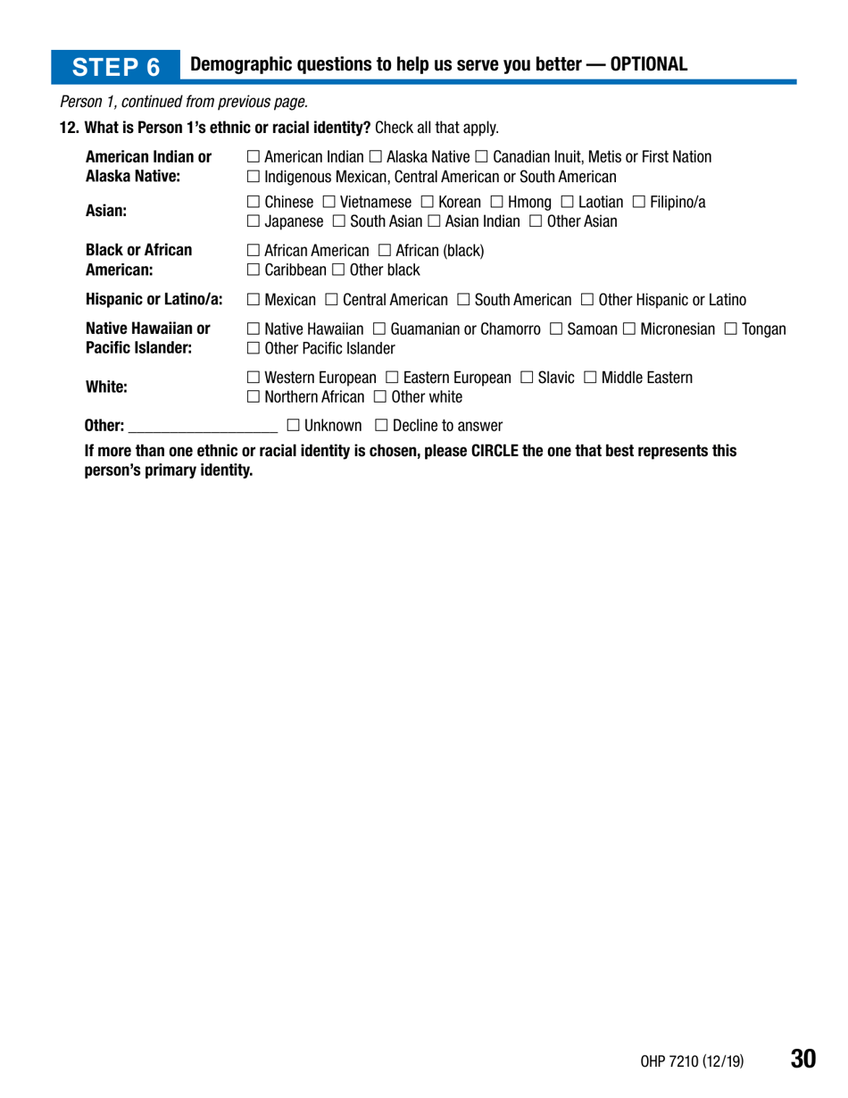 Form OHP7210 Application for Oregon Health Plan Benefits - Oregon, Page 30