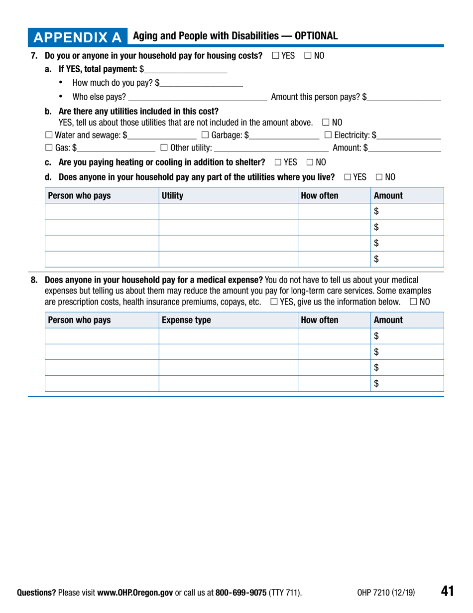 Form OHP7210 Download Printable PDF Or Fill Online Application For ...