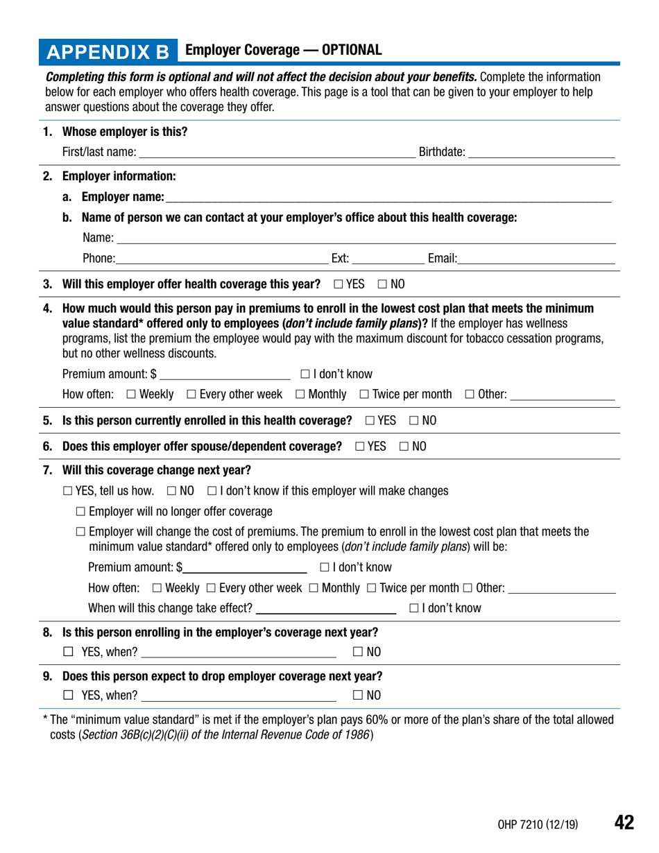 Form OHP7210 Application for Oregon Health Plan Benefits - Oregon, Page 42
