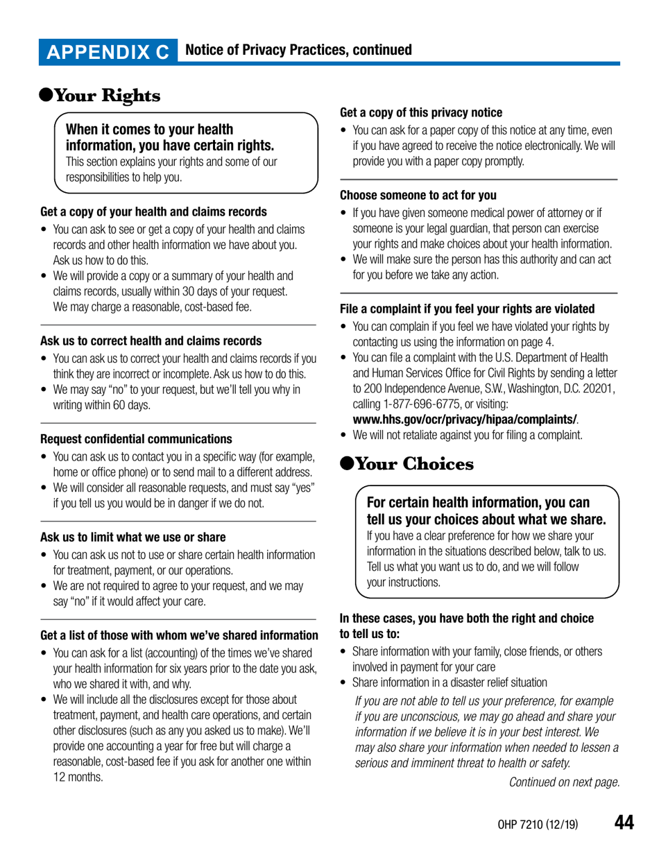 Form OHP7210 Application for Oregon Health Plan Benefits - Oregon, Page 44