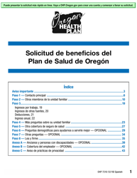 Formulario OHP7210 Solicitud De Beneficios Del Plan De Salud De Oregon - Oregon (Spanish)