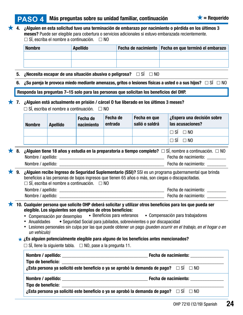Formulario OHP7210 Solicitud De Beneficios Del Plan De Salud De Oregon - Oregon (Spanish), Page 24