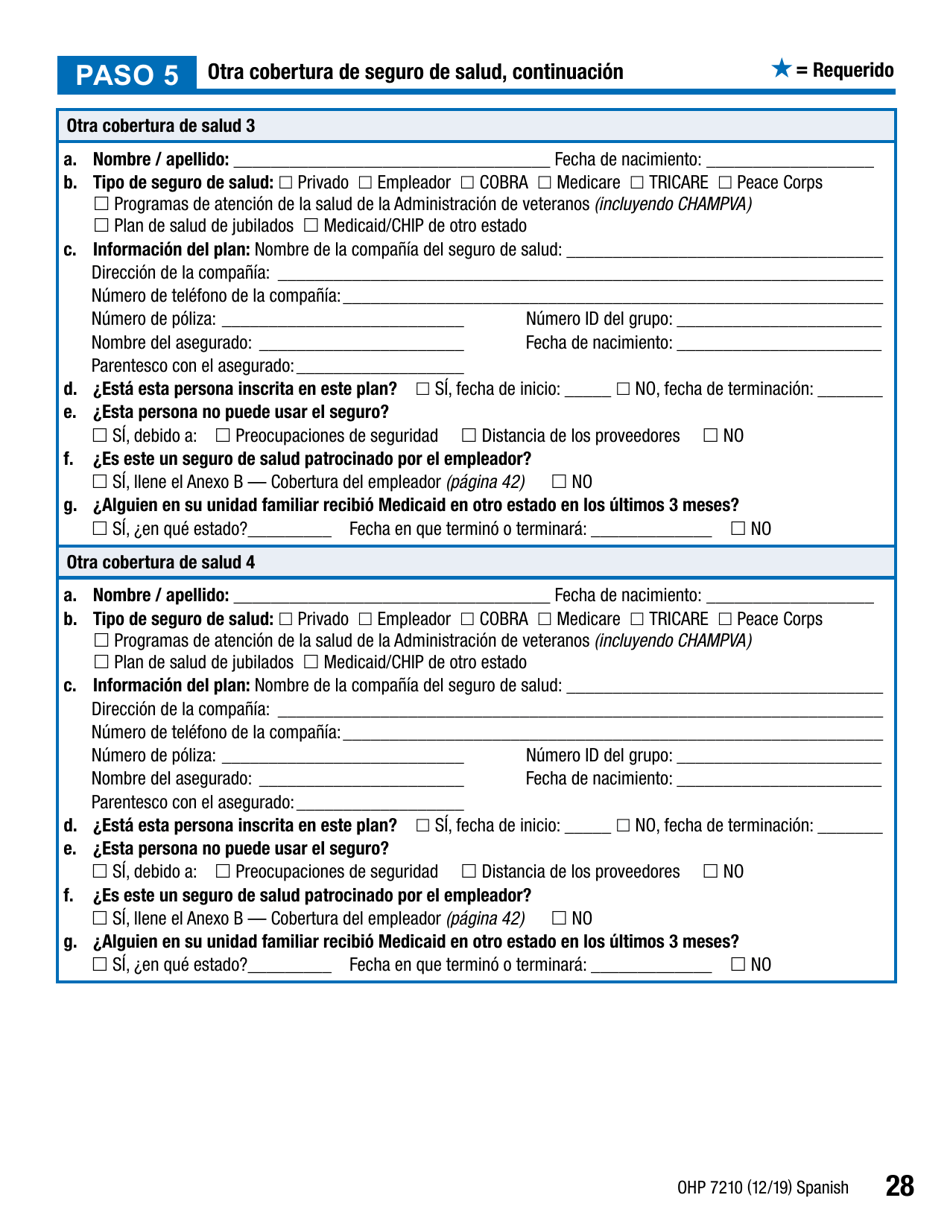 Formulario OHP7210 Solicitud De Beneficios Del Plan De Salud De Oregon - Oregon (Spanish), Page 28