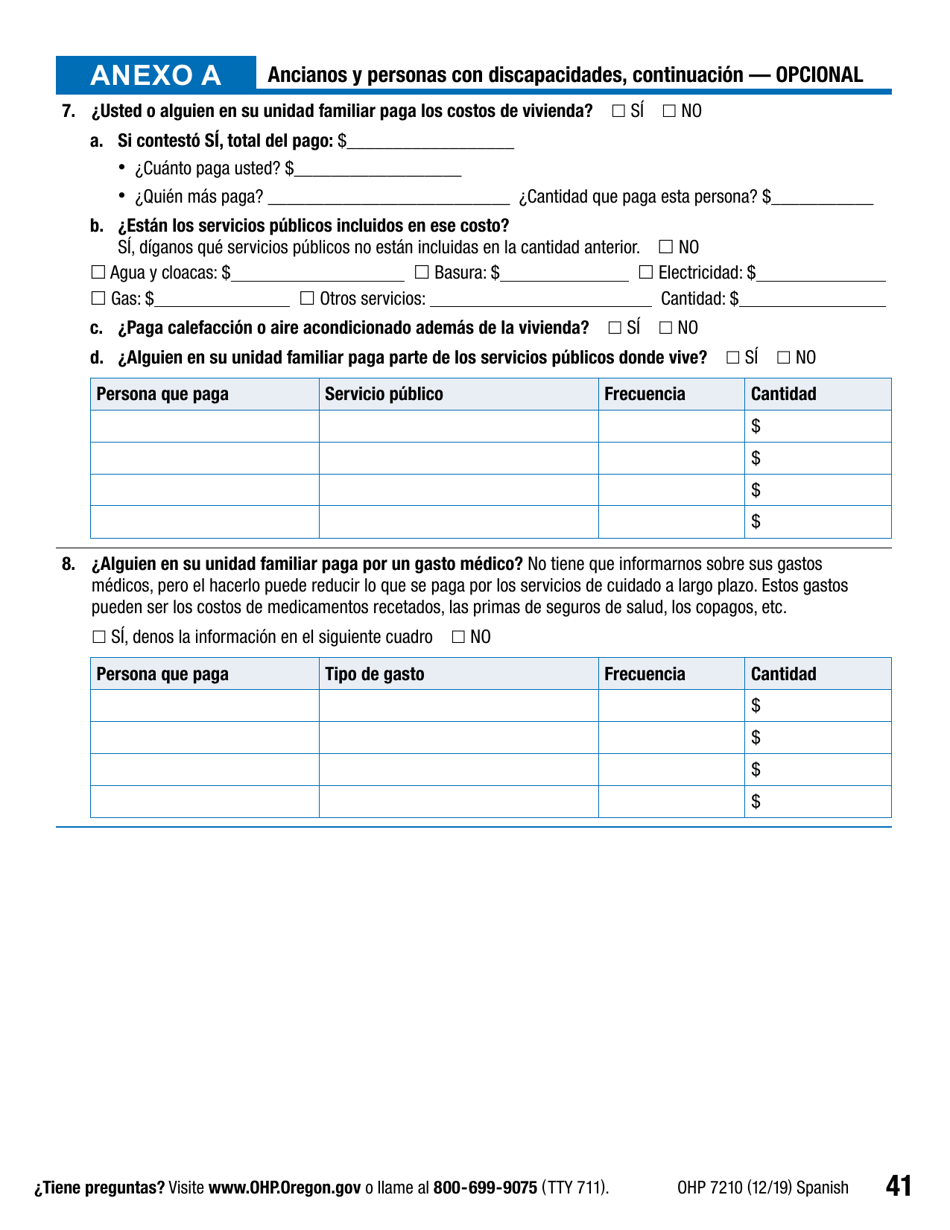 Formulario OHP7210 Solicitud De Beneficios Del Plan De Salud De Oregon - Oregon (Spanish), Page 41