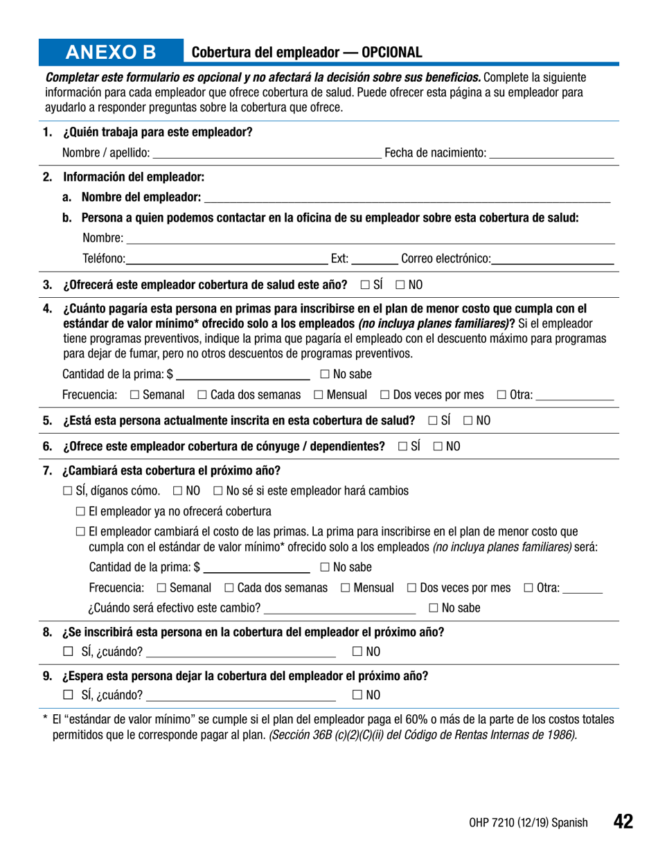 Formulario OHP7210 Solicitud De Beneficios Del Plan De Salud De Oregon - Oregon (Spanish), Page 42