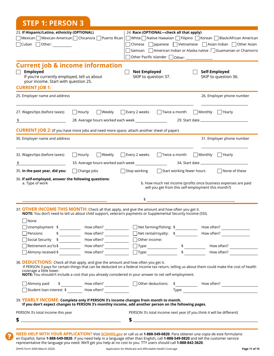 DHHS Form 3400 - Fill Out, Sign Online And Download Fillable PDF, South ...