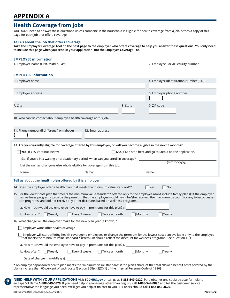 Dhhs Form 3400 Fill Out Sign Online And Download Fillable Pdf South Carolina Templateroller 6245