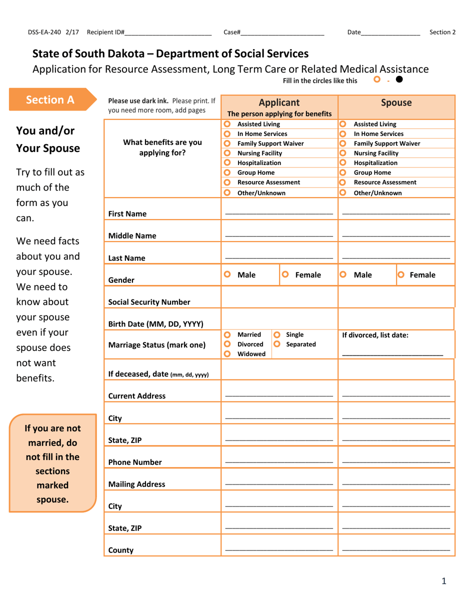 Form DSS-EA-240 - Fill Out, Sign Online and Download Printable PDF ...