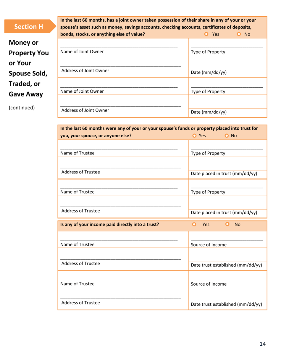 Form DSS-EA-240 Application for Resource Assessment, Long Term Care or Related Medical Assistance - South Dakota, Page 14