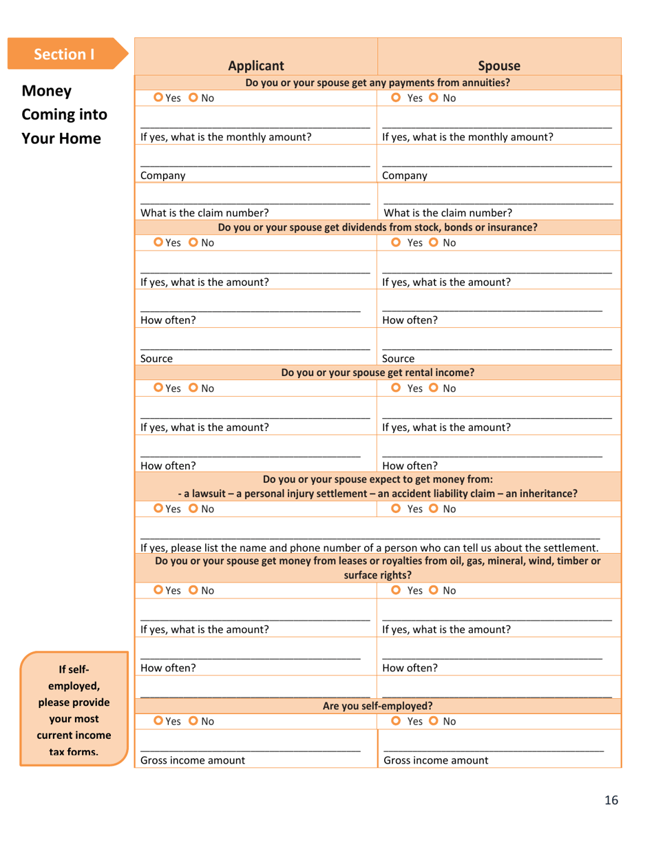 Form DSS-EA-240 Application for Resource Assessment, Long Term Care or Related Medical Assistance - South Dakota, Page 16