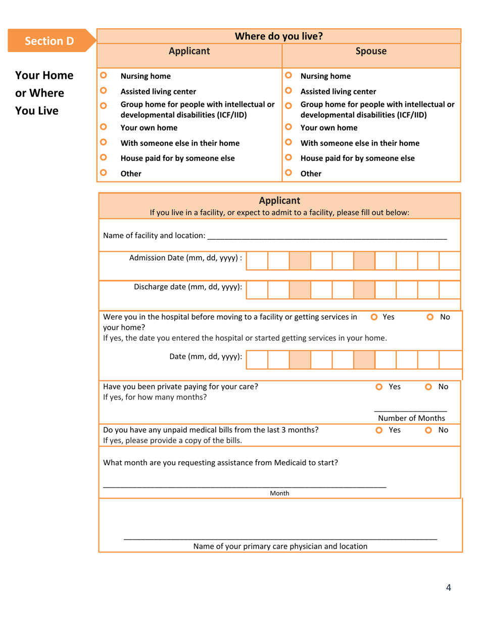 Form DSS-EA-240 Application for Resource Assessment, Long Term Care or Related Medical Assistance - South Dakota, Page 4