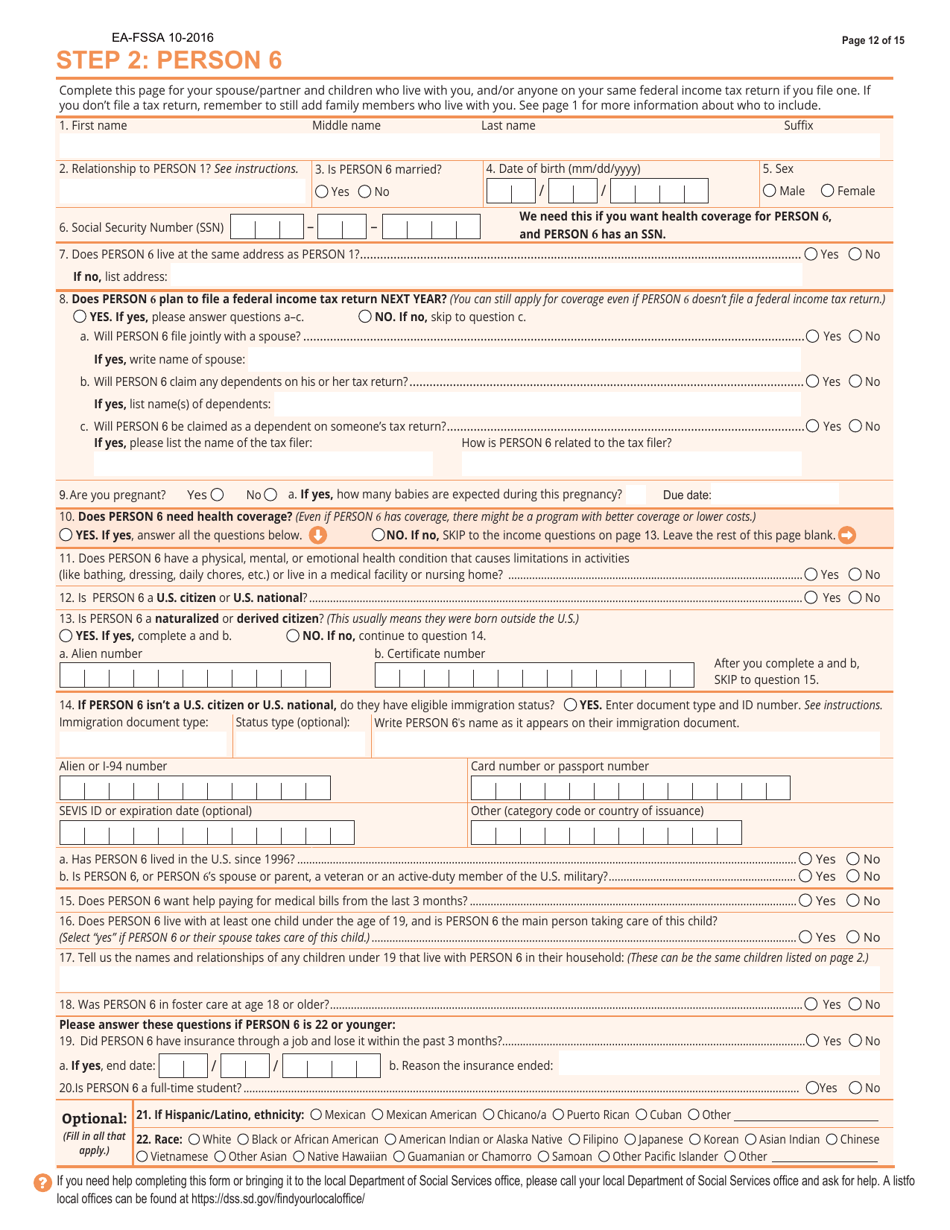 Form EA-FSSA - Fill Out, Sign Online and Download Fillable PDF, South ...