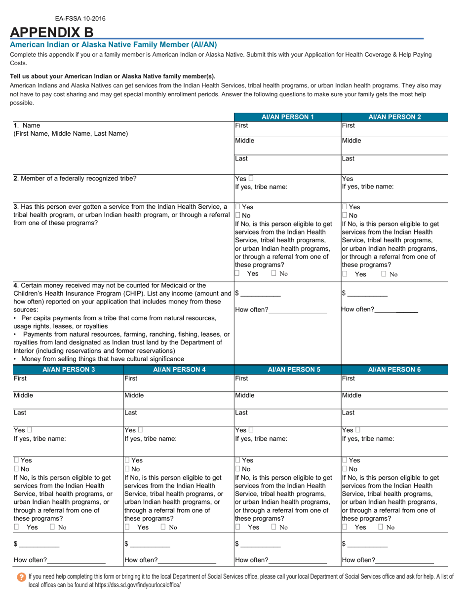 Form EA-FSSA Application for South Dakota Medicaid / Chip, Health Coverage  Help Paying Costs - South Dakota, Page 19