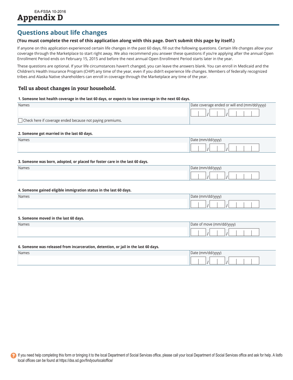 Form EA-FSSA Application for South Dakota Medicaid / Chip, Health Coverage  Help Paying Costs - South Dakota, Page 21