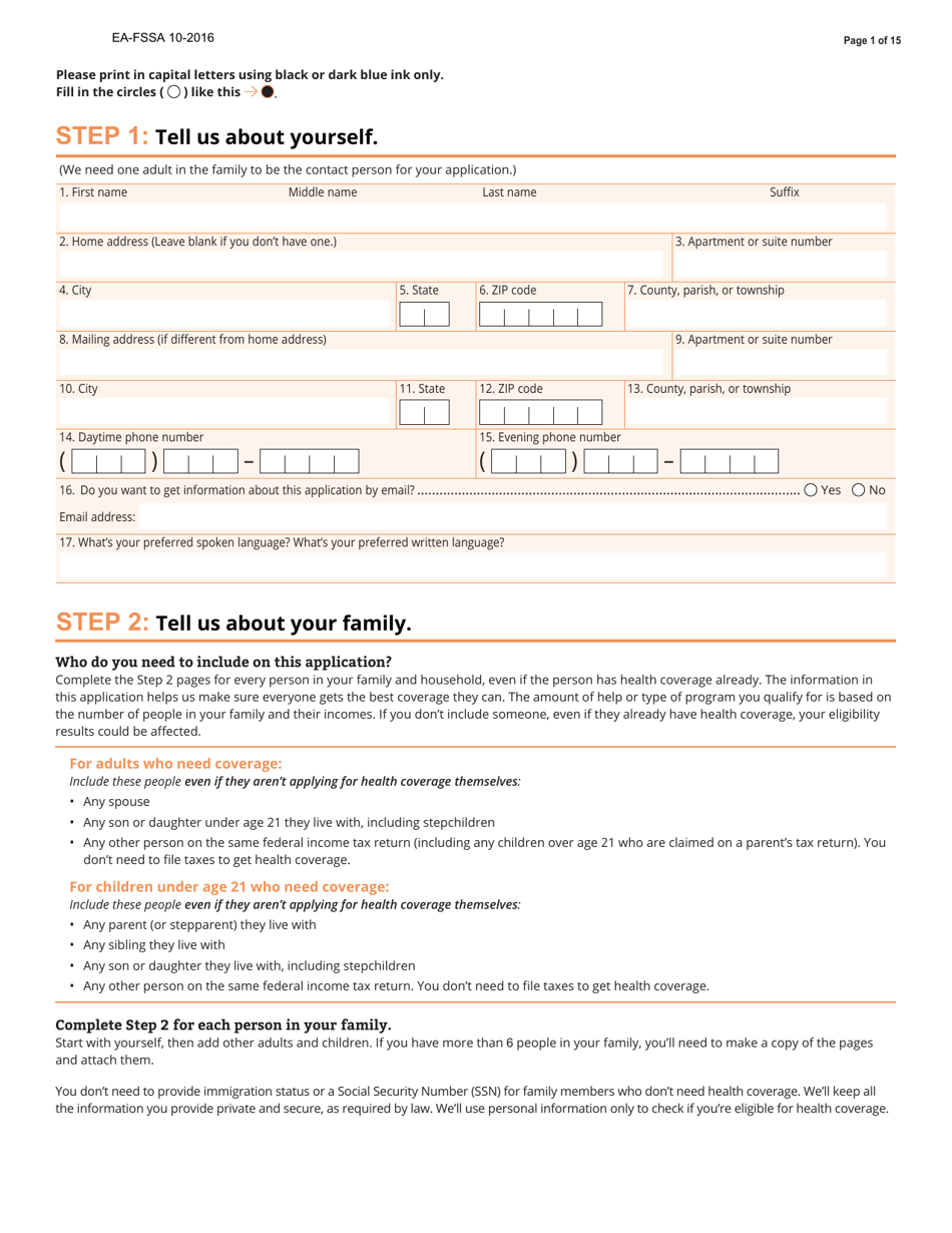 Form EA-FSSA - Fill Out, Sign Online and Download Fillable PDF, South ...