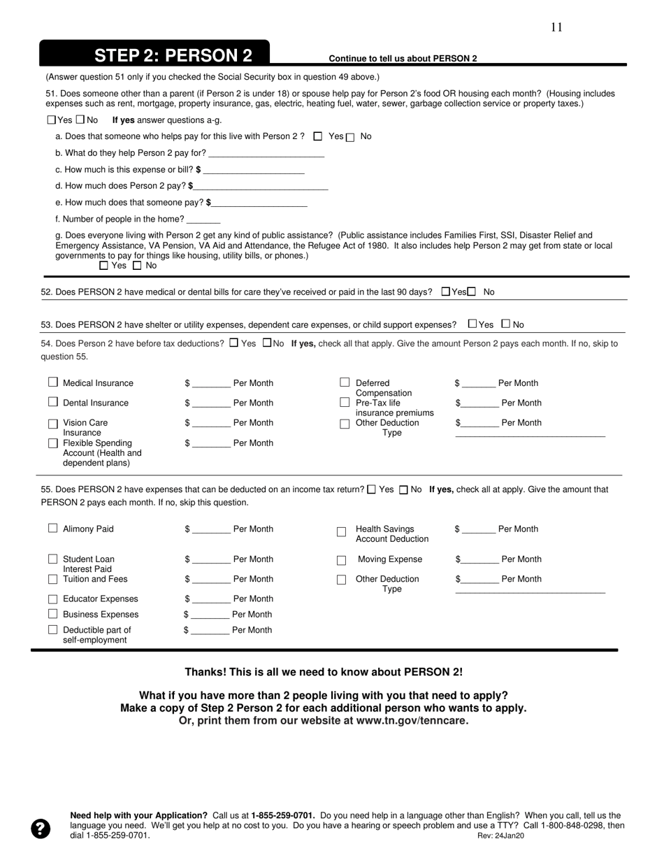 Application for Health Coverage  Help Paying Costs - Tennessee, Page 11