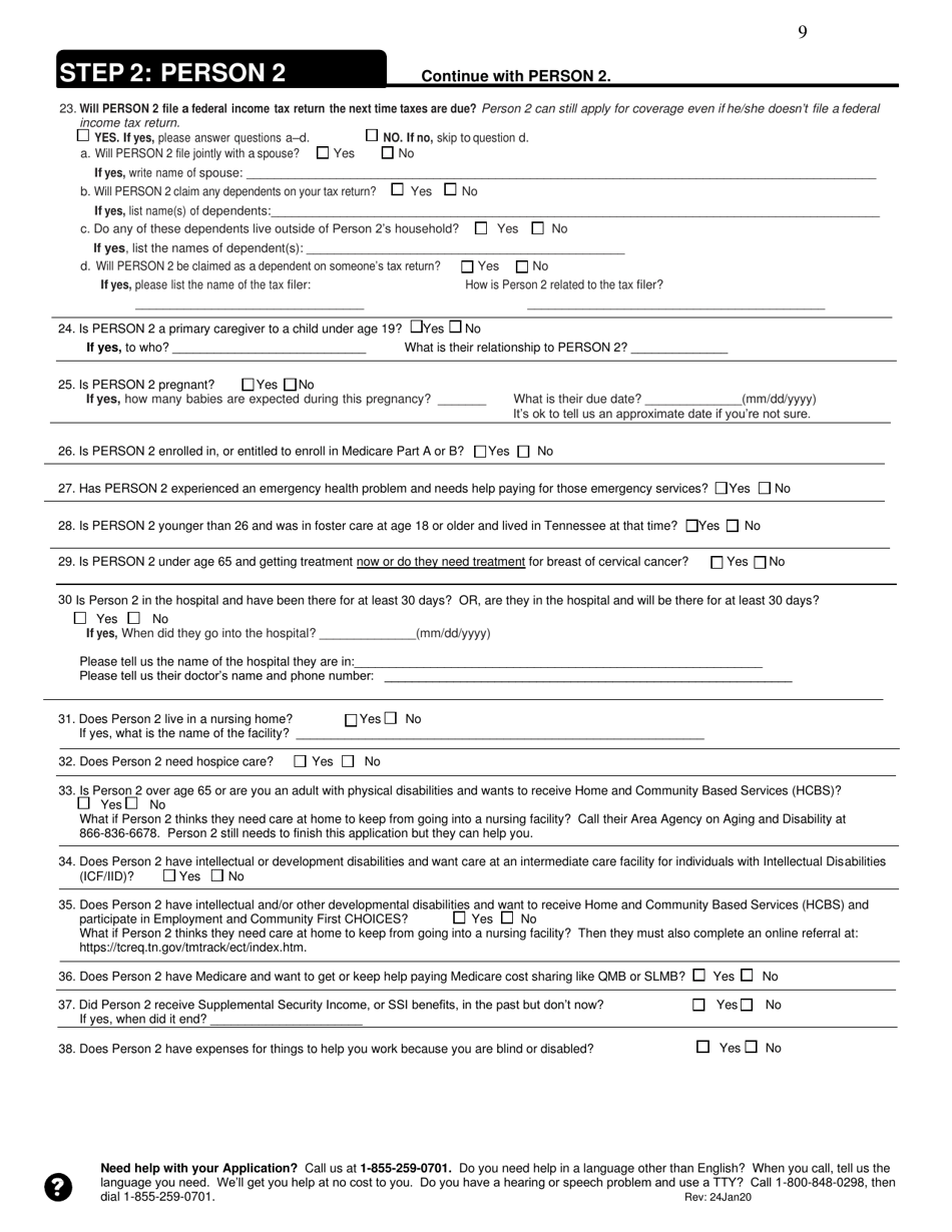 Application for Health Coverage  Help Paying Costs - Tennessee, Page 9