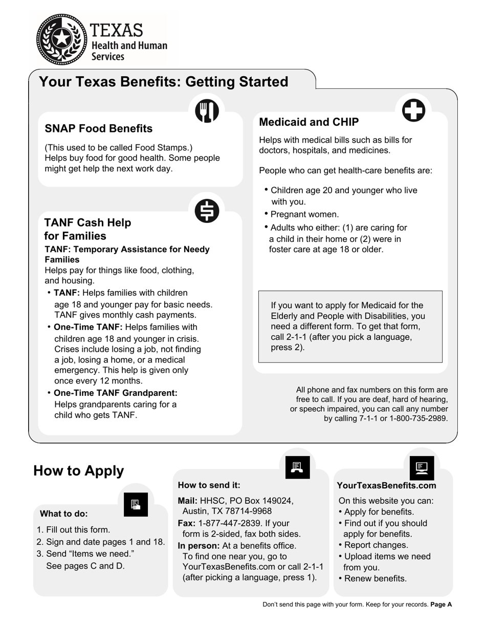 Form H1010 Download Printable PDF or Fill Online Food Benefits (Snap),  Healthcare (Medicaid and Chip), or Cash Help for Families (TANF)  Application Texas | Templateroller