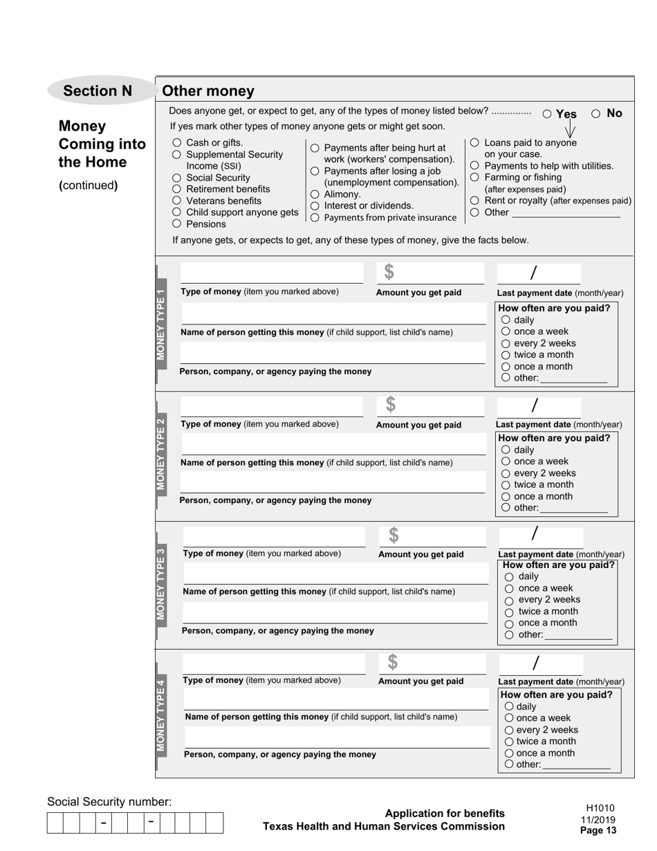 Form H1010 Food Benefits (Snap), Healthcare (Medicaid and Chip), or Cash Help for Families (TANF) Application - Texas, Page 17