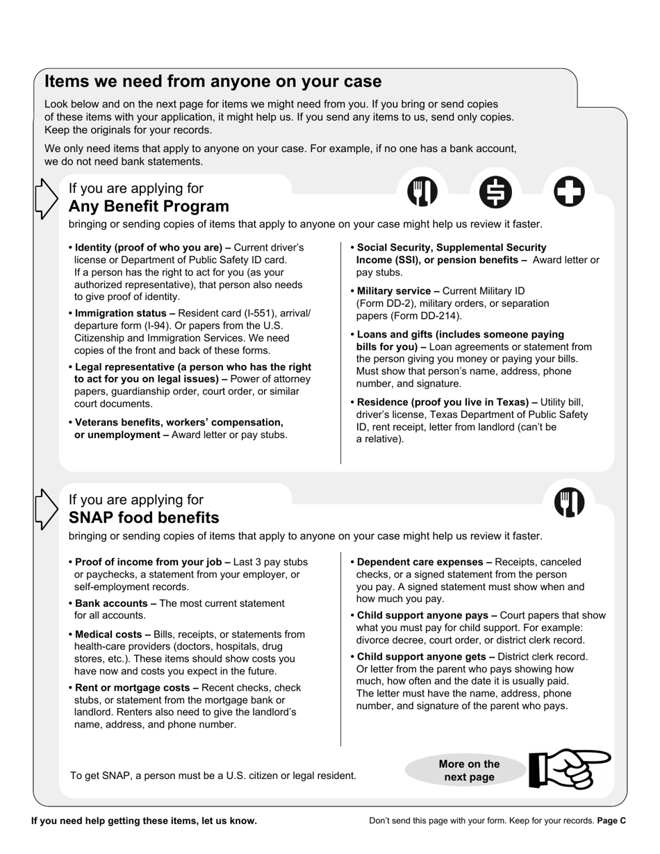Form H1010 Food Benefits (Snap), Healthcare (Medicaid and Chip), or Cash Help for Families (TANF) Application - Texas, Page 3