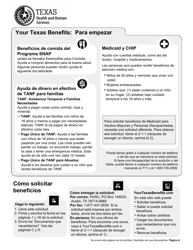 Formulario H1010-S Solicitud De Beneficios De Comida Del Programa Snap, Medicaid Y Chip, or Ayuda De Dinero En Efectivo De TANF Para Familias - Texas (Spanish)
