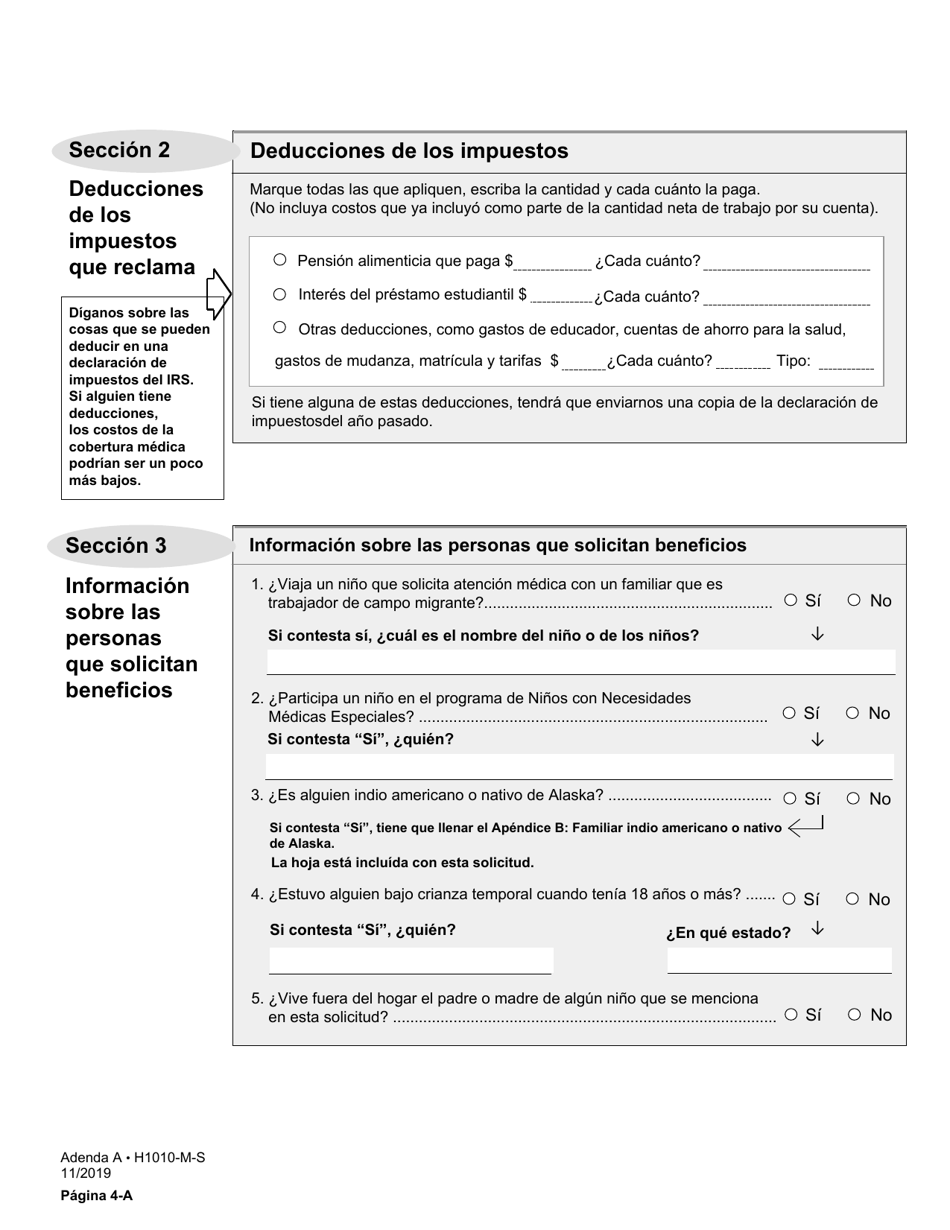 Formulario H1010-S Solicitud De Beneficios De Comida Del Programa Snap, Medicaid Y Chip, or Ayuda De Dinero En Efectivo De TANF Para Familias - Texas (Spanish), Page 27