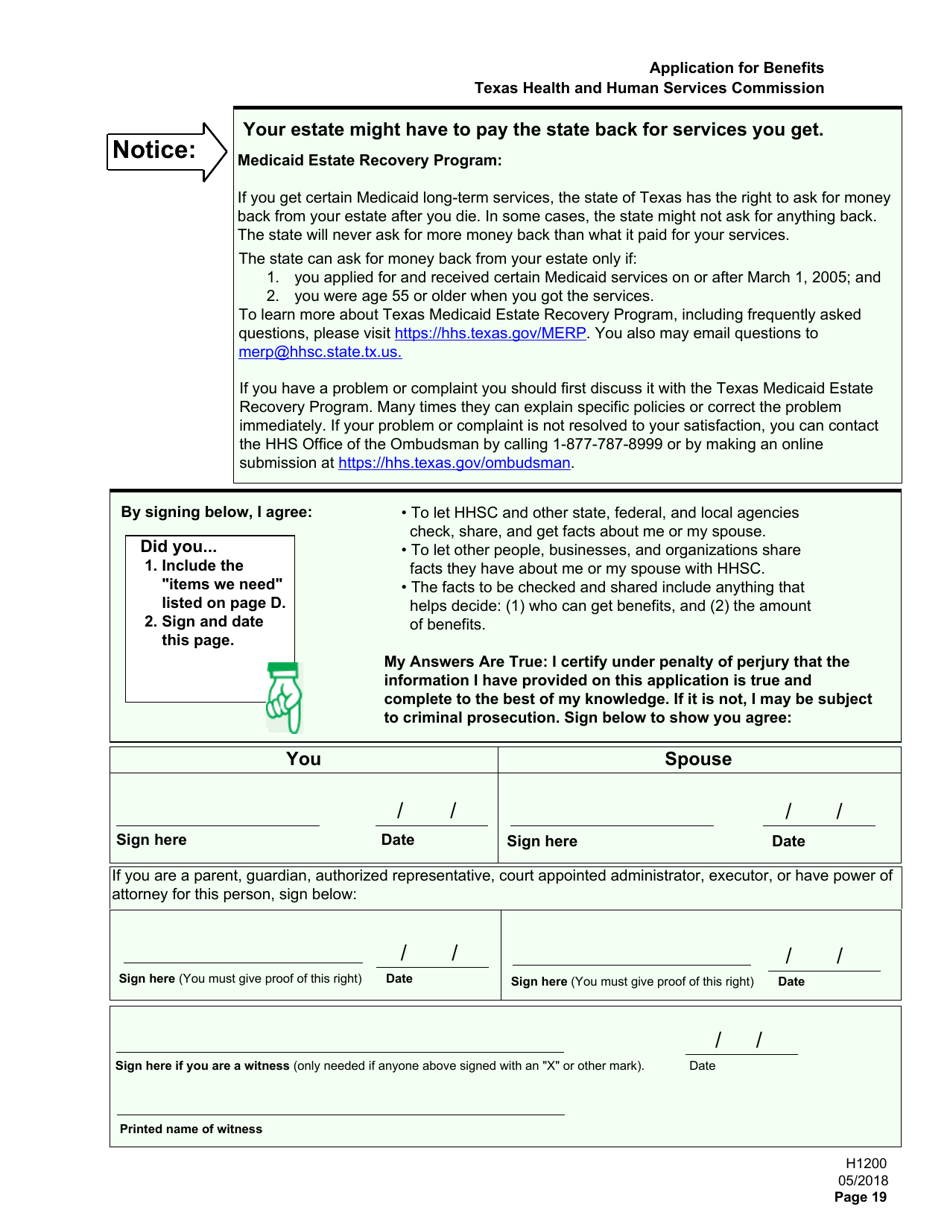 Form H1200 Fill Out, Sign Online and Download Printable PDF, Texas Templateroller