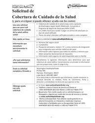 Document preview: Formulario HCA18-001P SP Solicitud De Cobertura De Cuidado De La Salud - Washington (Spanish)