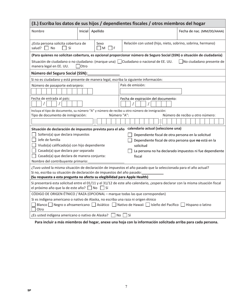Formulario HCA18-001P SP Solicitud De Cobertura De Cuidado De La Salud - Washington (Spanish), Page 15