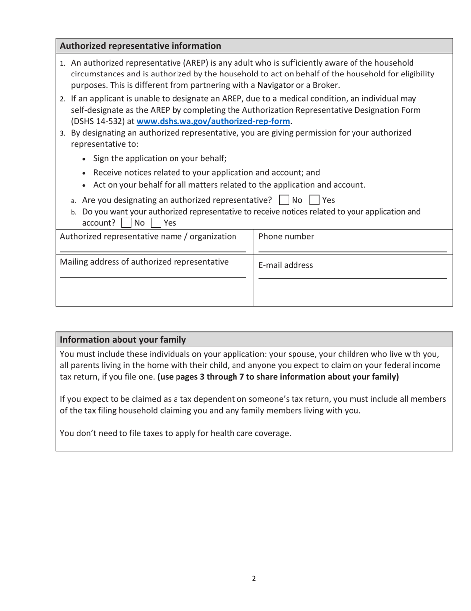 Form HCA18-001P Application for Health Care Coverage - Washington, Page 10