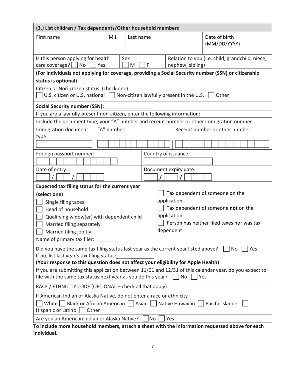Form HCA18-001P Application for Health Care Coverage - Washington, Page 15