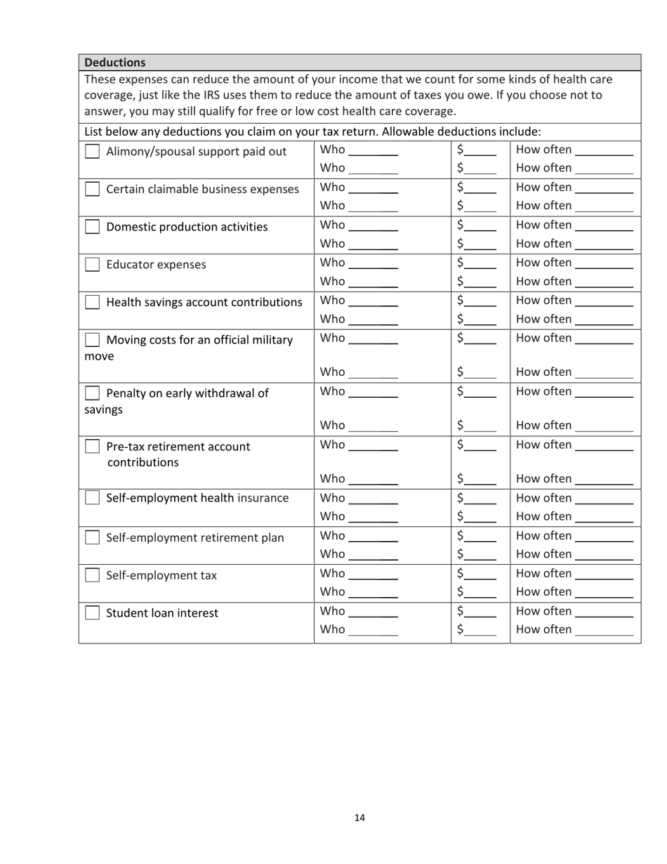 Form HCA18-001P Application for Health Care Coverage - Washington, Page 22
