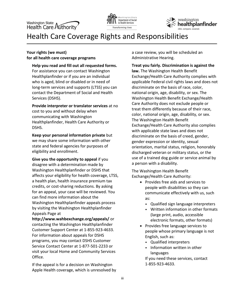 Form HCA18-001P Application for Health Care Coverage - Washington, Page 3